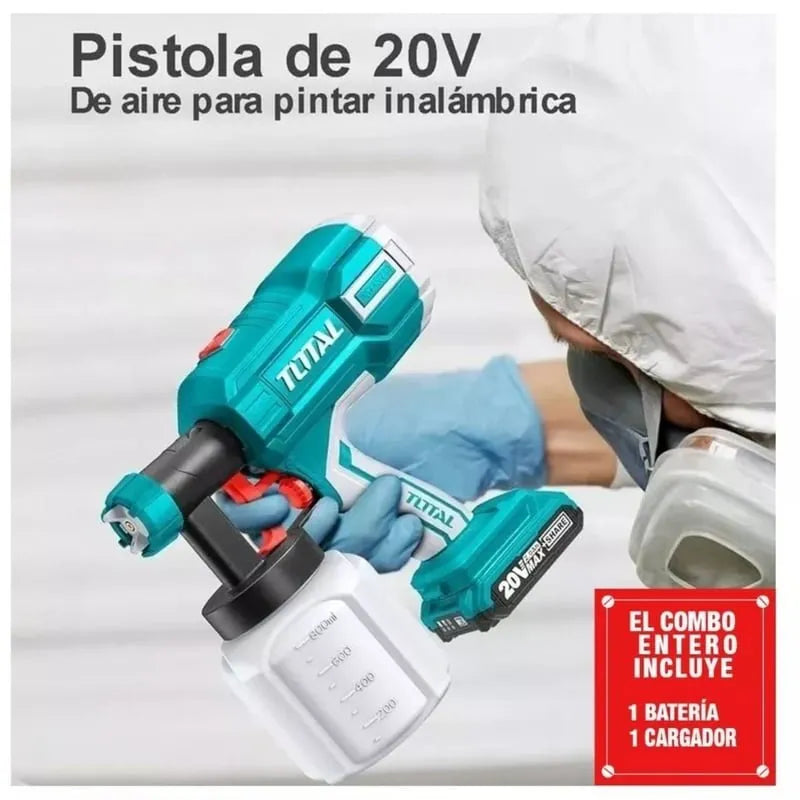 Pistola para pintar con un motor de 650 vatios + Batería y Cargador-Total-EN OFERTA